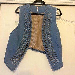 Free People Jean Vest with Buttons